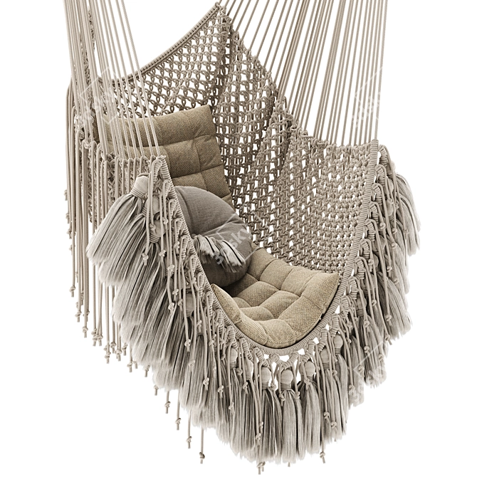 Boho Macrame Hammock Bed 3D model image 5