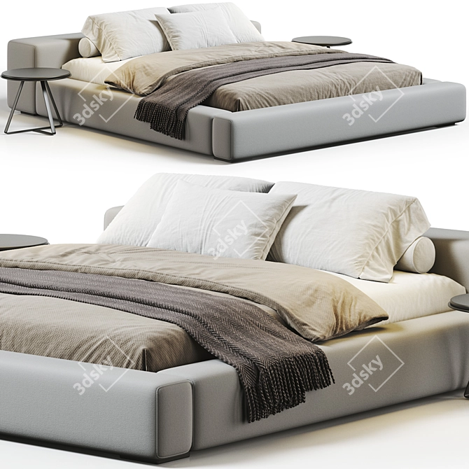 Sleek Low Bed Mapped UV 3D model image 1