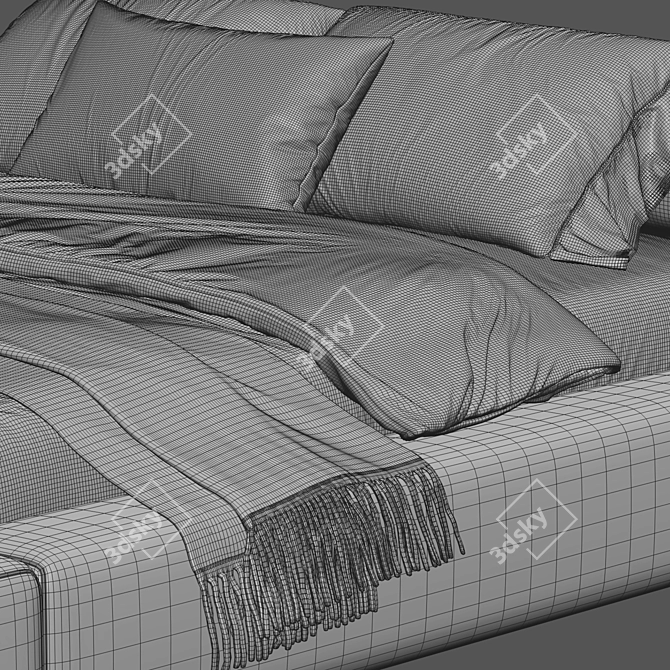 Sleek Low Bed Mapped UV 3D model image 3
