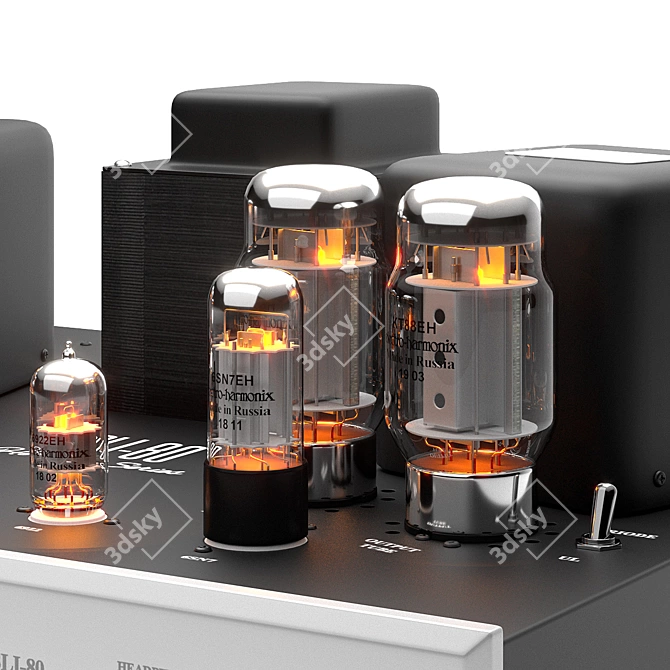 Elegant Vacuum Tube Amplifier Vray 3D model image 3