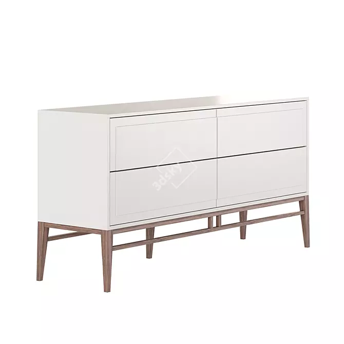 Modern Grey Sideboard with Walnut Veneer 3D model image 2