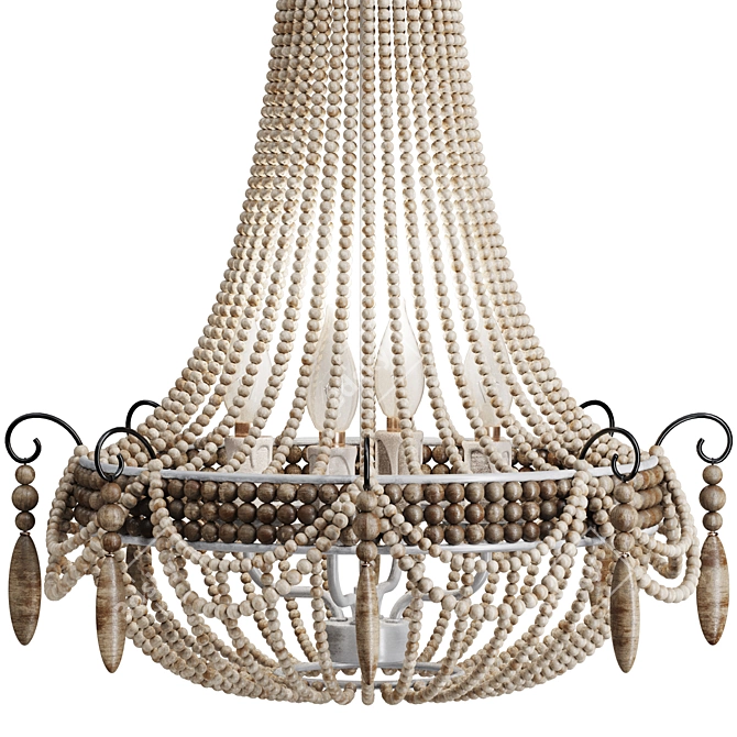 Rustic Bead Chandelier 3D Model 3D model image 2