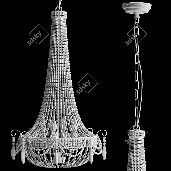 Rustic Bead Chandelier 3D Model 3D model image 7