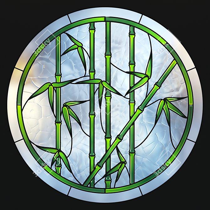 Round Bamboo Stained Glass 3D model image 1