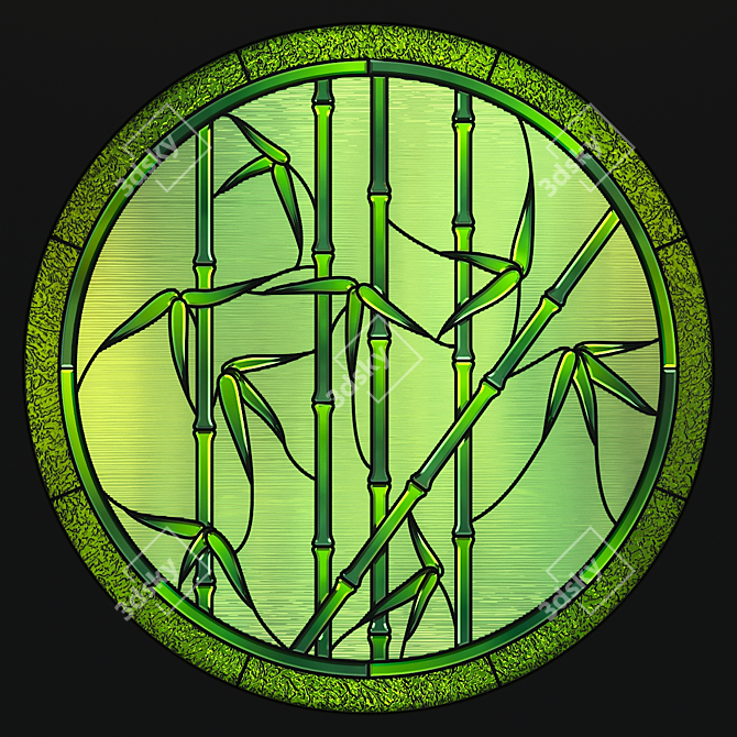 Round Bamboo Stained Glass 3D model image 3