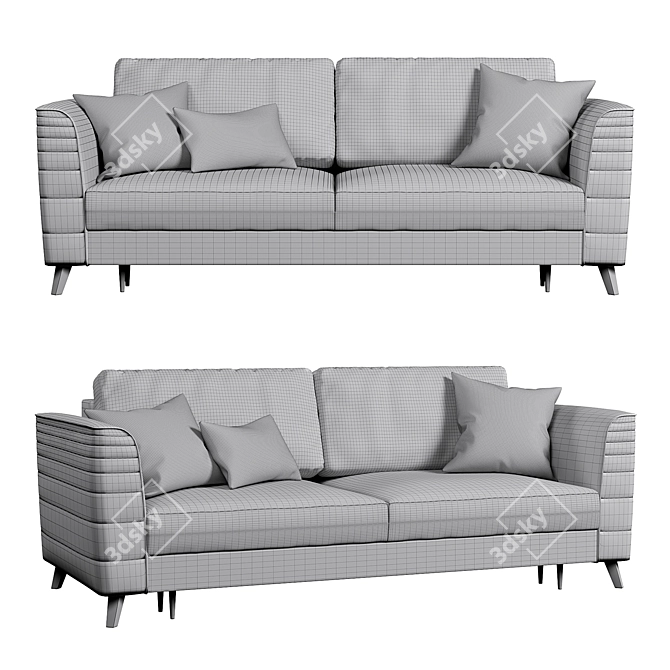 Modern Grace 3-Seater Sofa 3D model image 4