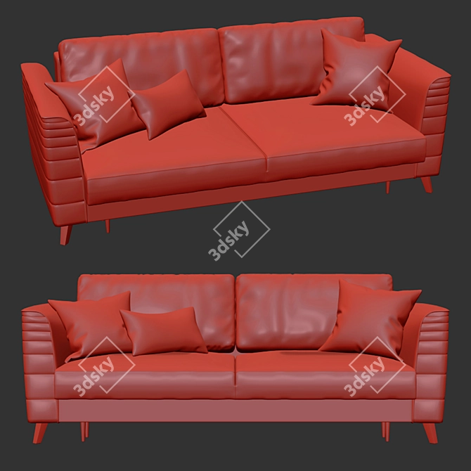 Modern Grace 3-Seater Sofa 3D model image 5