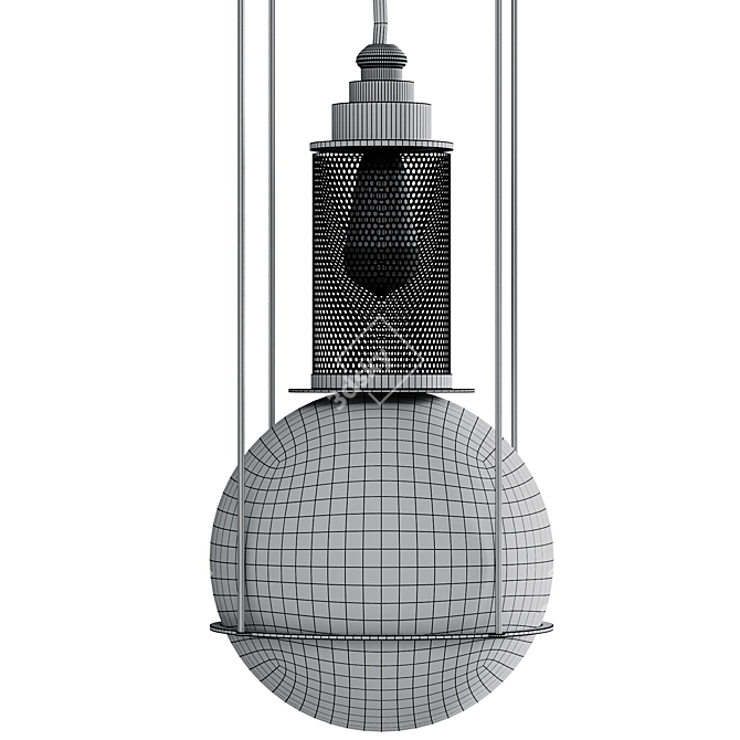 Midcentury Opal Glass Pendant Light 3D model image 2