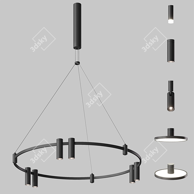 Esthetic Magnetic Circular Track Lighting 3D model image 2