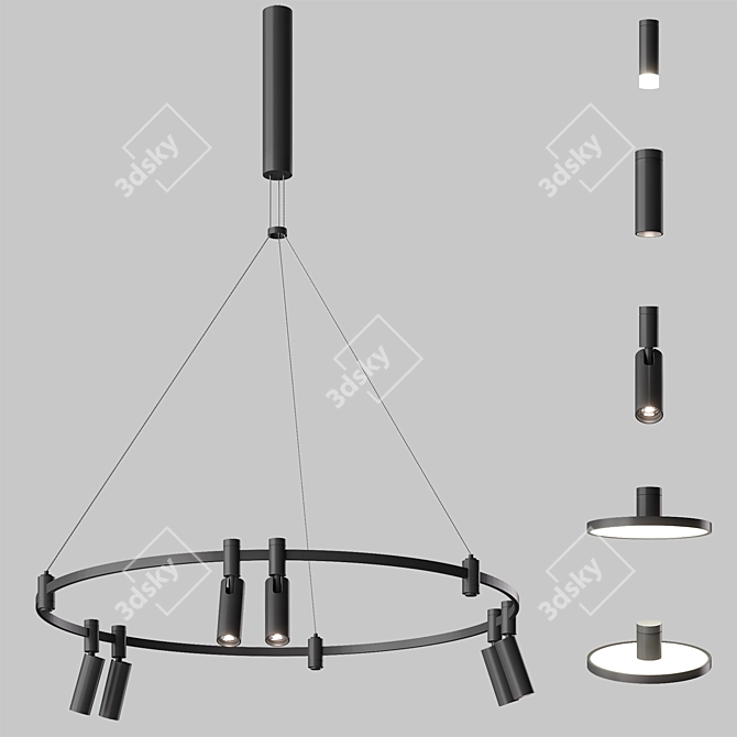 Esthetic Magnetic Circular Track Lighting 3D model image 3