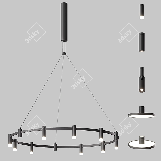 Esthetic Magnetic Circular Track Lighting 3D model image 4