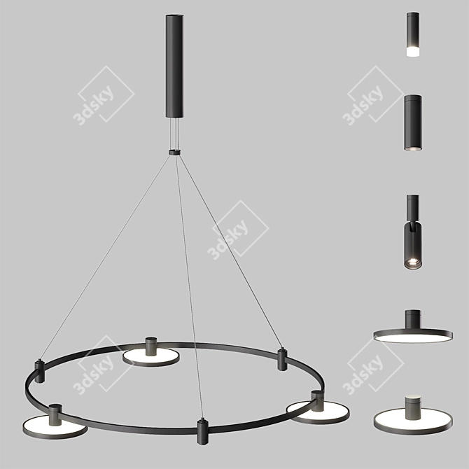 Esthetic Magnetic Circular Track Lighting 3D model image 5