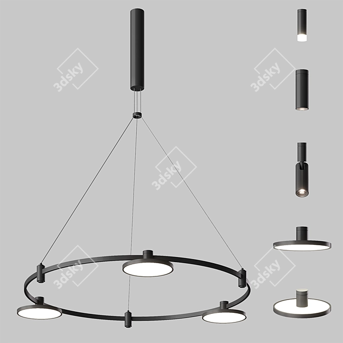 Esthetic Magnetic Circular Track Lighting 3D model image 6