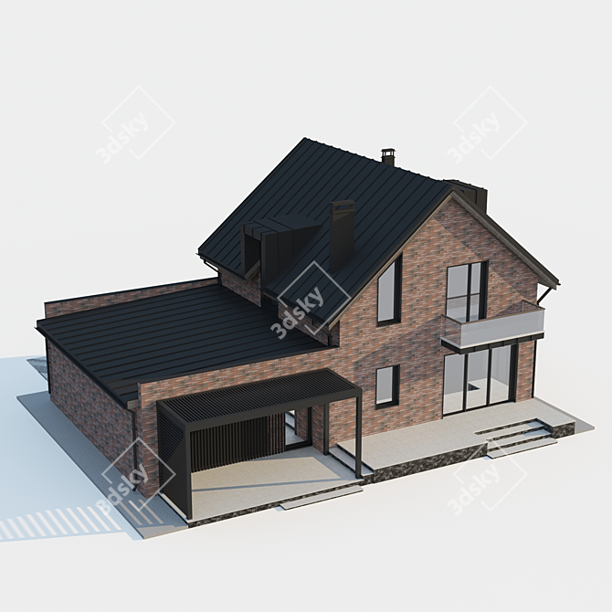 Two-Story Cottage with Garage 3D model image 6