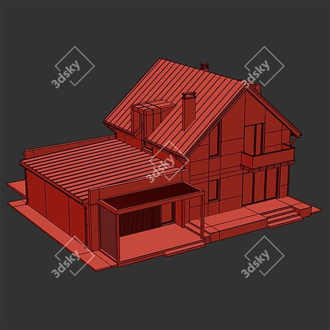 Two-Story Cottage with Garage 3D model image 12