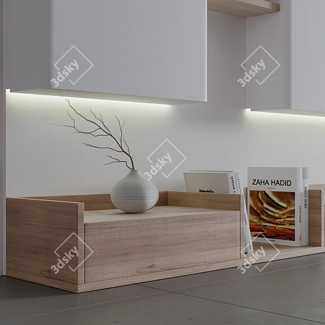 Modern TV Wall Shelf Set 3D model image 5