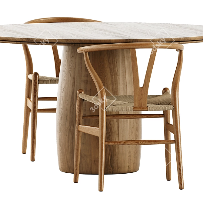 Scandinavian Dining Set in Oak 3D model image 3