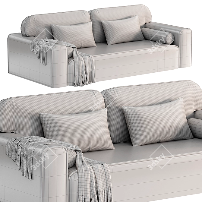 Viena Velvet Grey Corner Sofa 3D model image 2