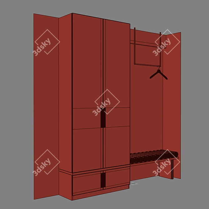 Modern Entryway Organizer Stand 3D model image 5