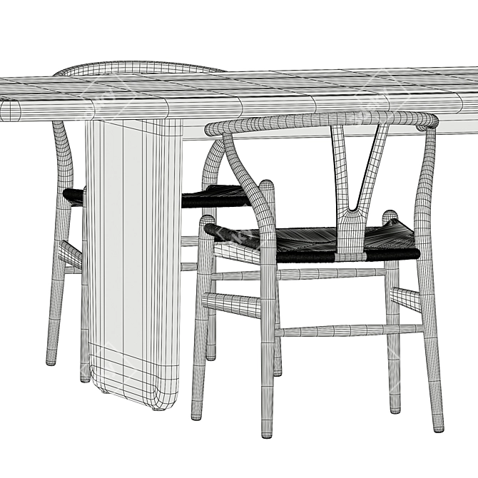 Modern Outdoor Dining Set: CH24 Chairs and Nairobi Table 3D model image 5