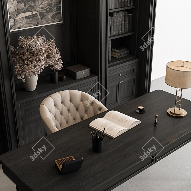  Executive Boss Desk Furniture 3D model image 3