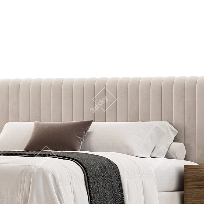 Elegant Audraya Upholstered Platform Bed 3D model image 3