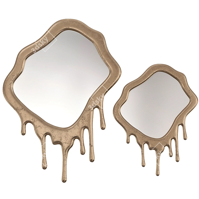 Molten Gold Drip Abstract Mirrors 3D model image 1