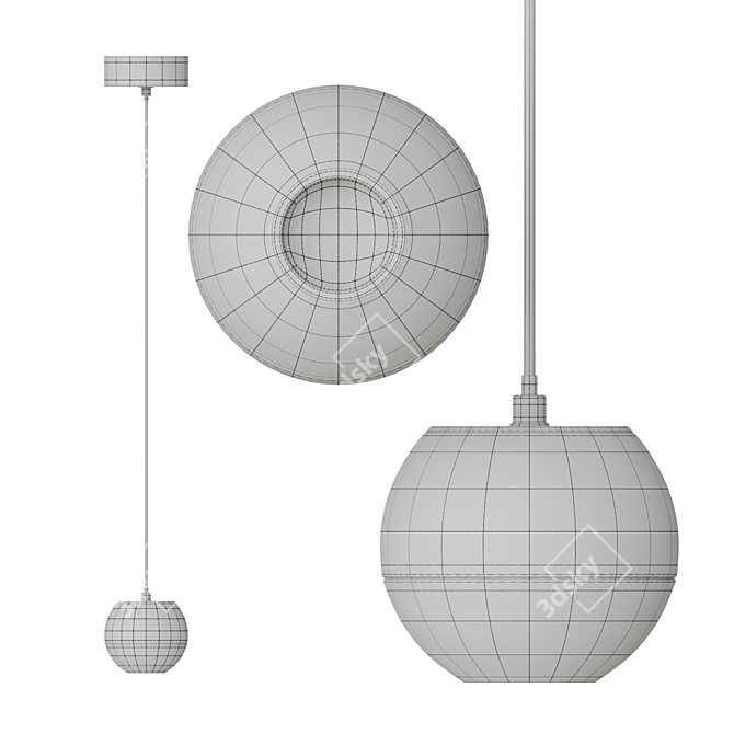 Sphere Metal and Wood Pendant 3D model image 4