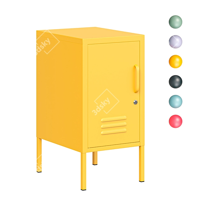 Metal Bedside Locker Mustard 3D model image 1