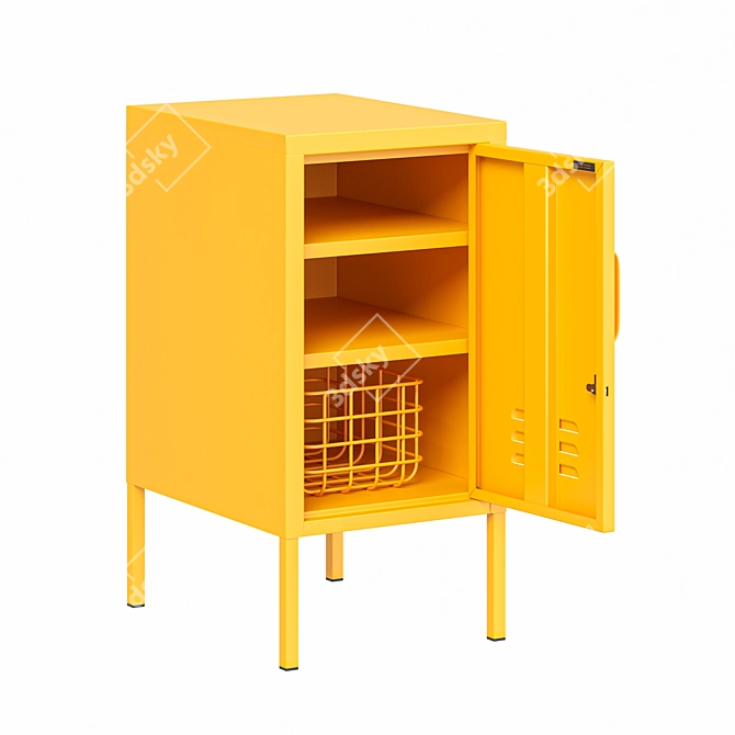 Metal Bedside Locker Mustard 3D model image 2