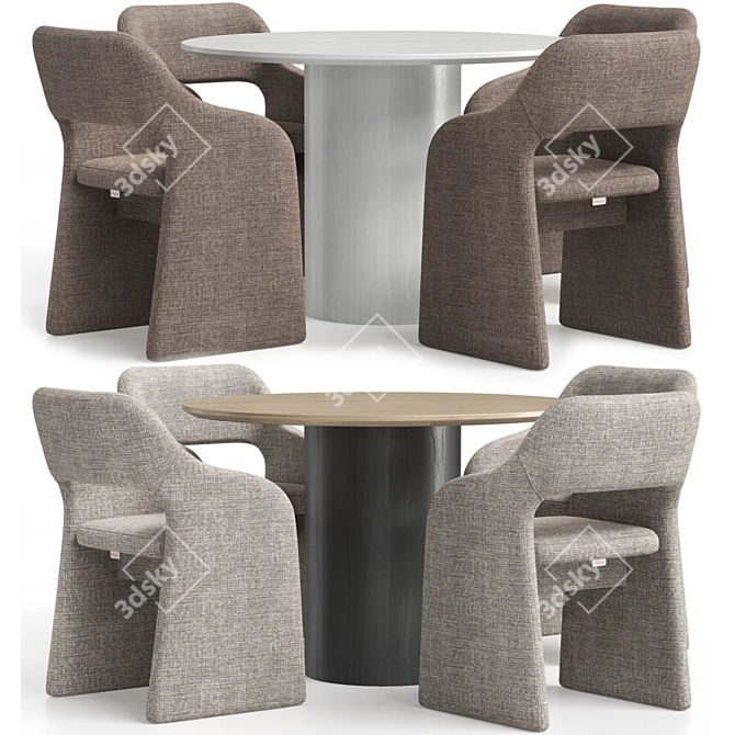 E7.6 Chair & Type D dining table 3D model image 2