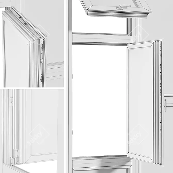 Aluminum Window Collection, Customizable Profiles 3D model image 6