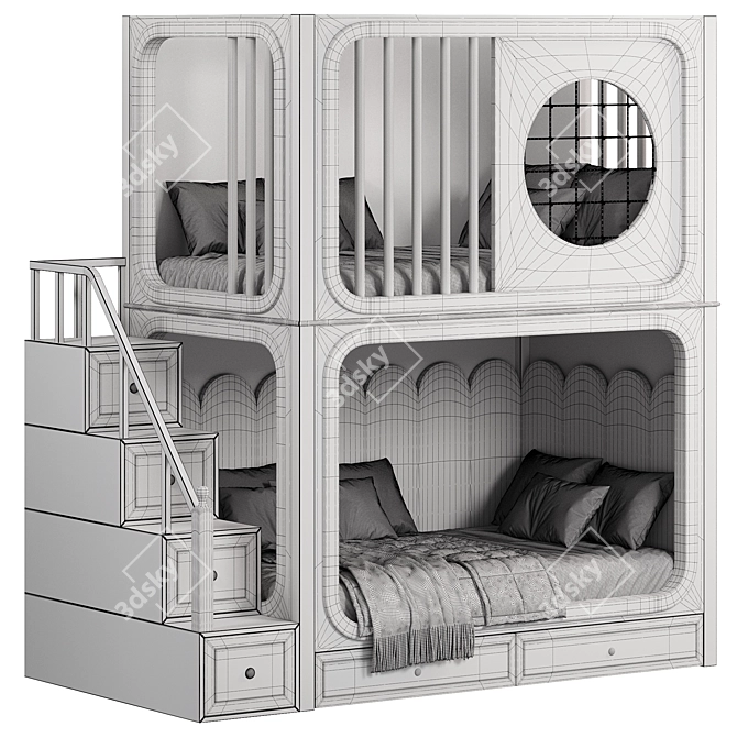 Bunk Kids Bed, 3D Model 3D model image 5