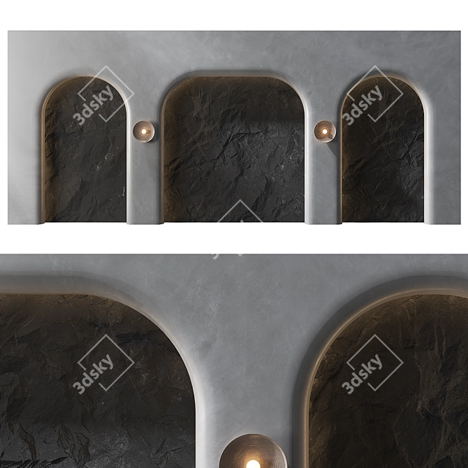 Elegant Wall Panel Headboard Decor 3D model image 3