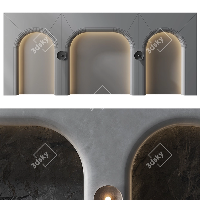 Elegant Wall Panel Headboard Decor 3D model image 6