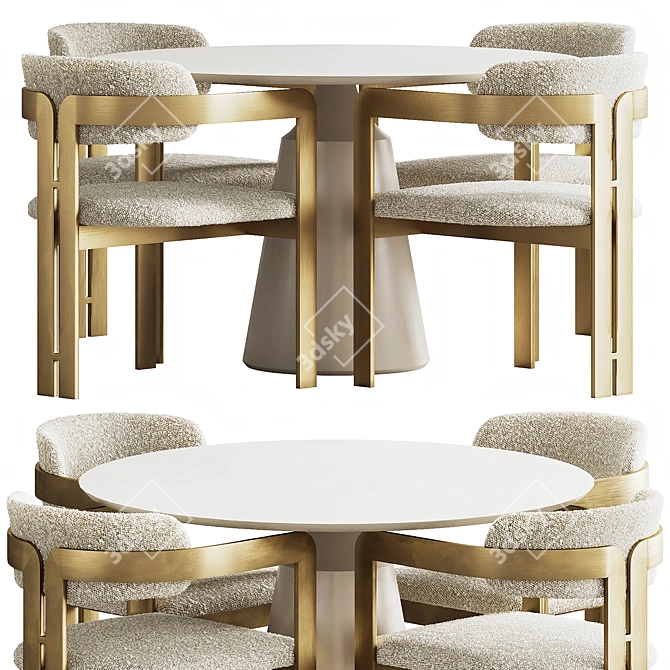 Elegant Donato Dining Set 3D model image 5