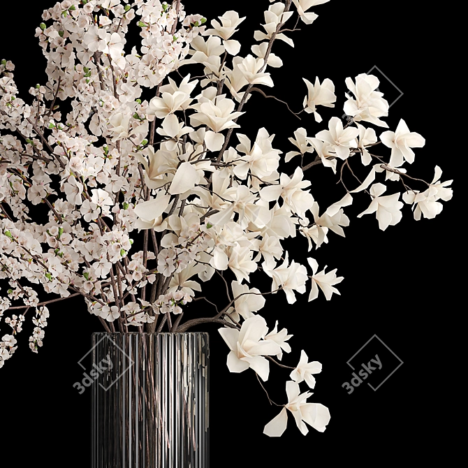 Magnolia Blossom Bouquet Set 3D model image 3