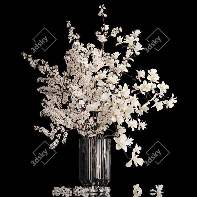 Magnolia Blossom Bouquet Set 3D model image 6