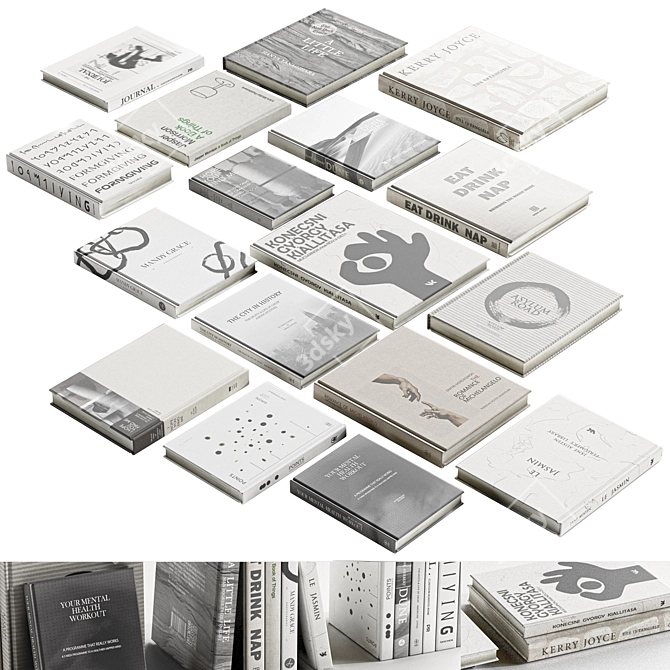 Texture-rich 3dsMax Book Set 3D model image 1