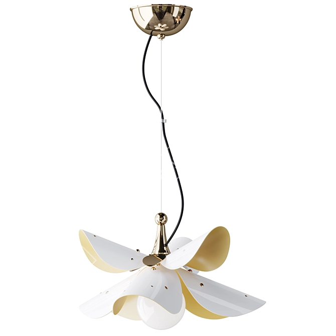 Elegant Blossoms Porcelain Pendant Lamp 3D model image 2