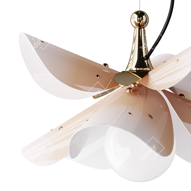 Elegant Blossoms Porcelain Pendant Lamp 3D model image 3