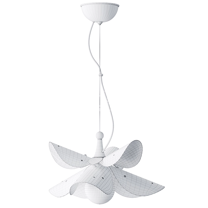 Elegant Blossoms Porcelain Pendant Lamp 3D model image 4