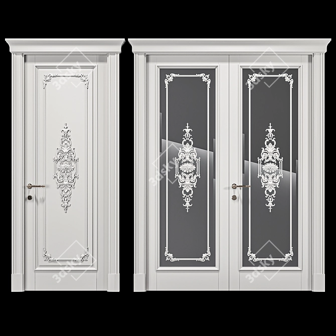 Elegant Lilak Wooden Door 3D model image 1