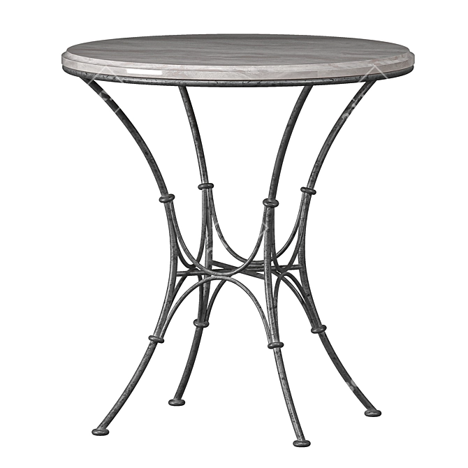 Parisian Antique Steel Side Table 3D model image 1