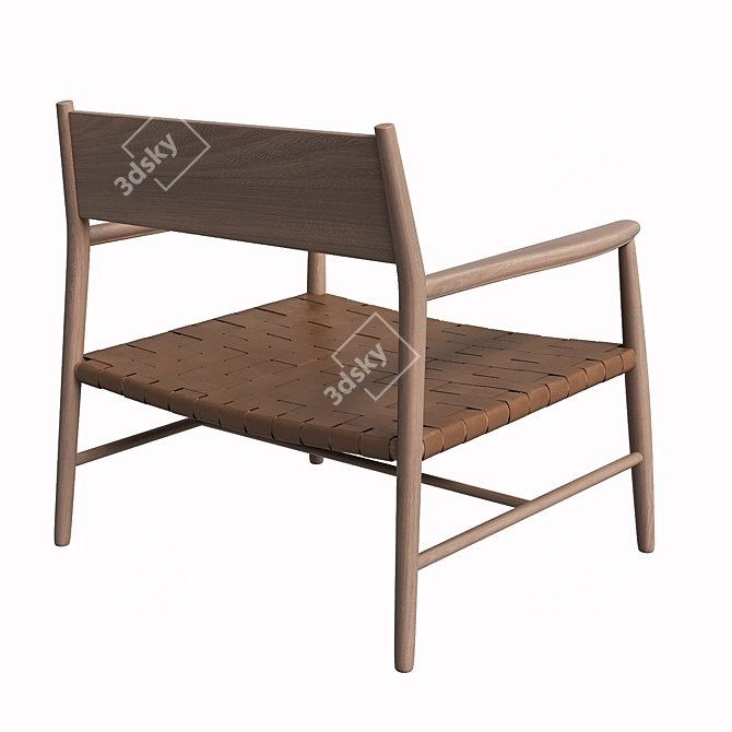 Beech Wood Leather Strap Chair 3D model image 3