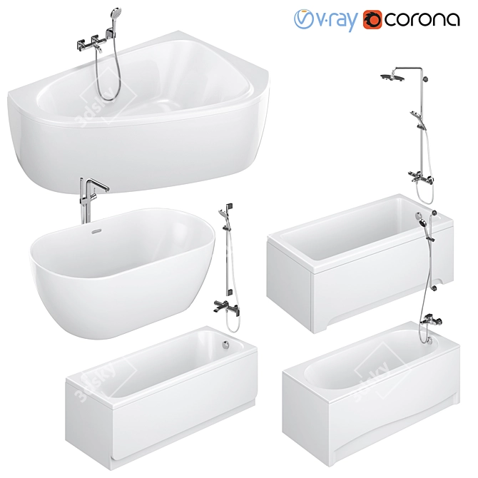 Luxury Bathtub Set with Accessories 3D model image 1