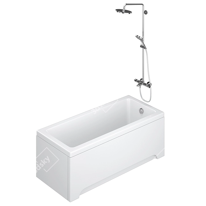 Luxury Bathtub Set with Accessories 3D model image 2