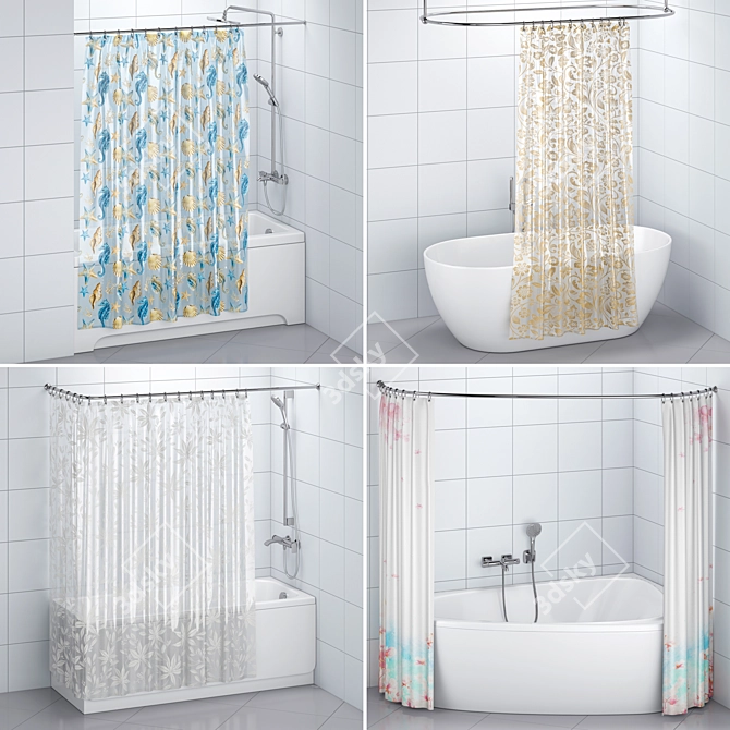 Luxury Bathtub Set with Accessories 3D model image 8