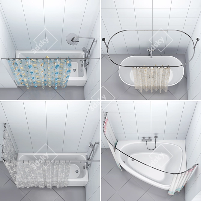 Luxury Bathtub Set with Accessories 3D model image 9