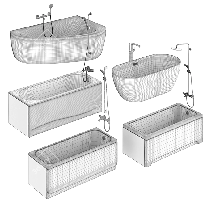 Luxury Bathtub Set with Accessories 3D model image 10
